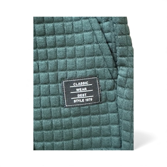 JMIERR Mens Sweat Shorts Casual Stretch Elastic Waist Waffle Large Khaki & Green - Picture 5 of 5